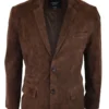 Mens Chocolate Brown Suede Leather Blazer