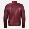 Mens Waxed Leather Red Cafe Racer Jacket