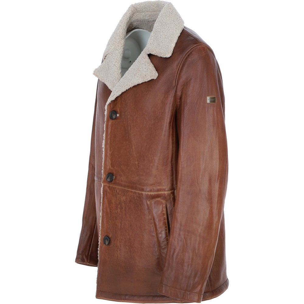 Men’s Fur Shearling Brown Leather Coat
