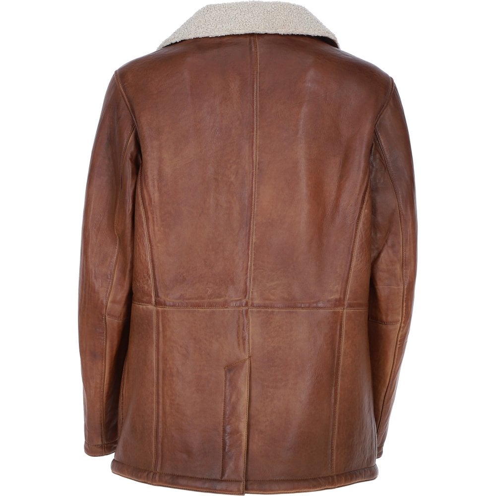 Men’s Fur Shearling Brown Leather Coat