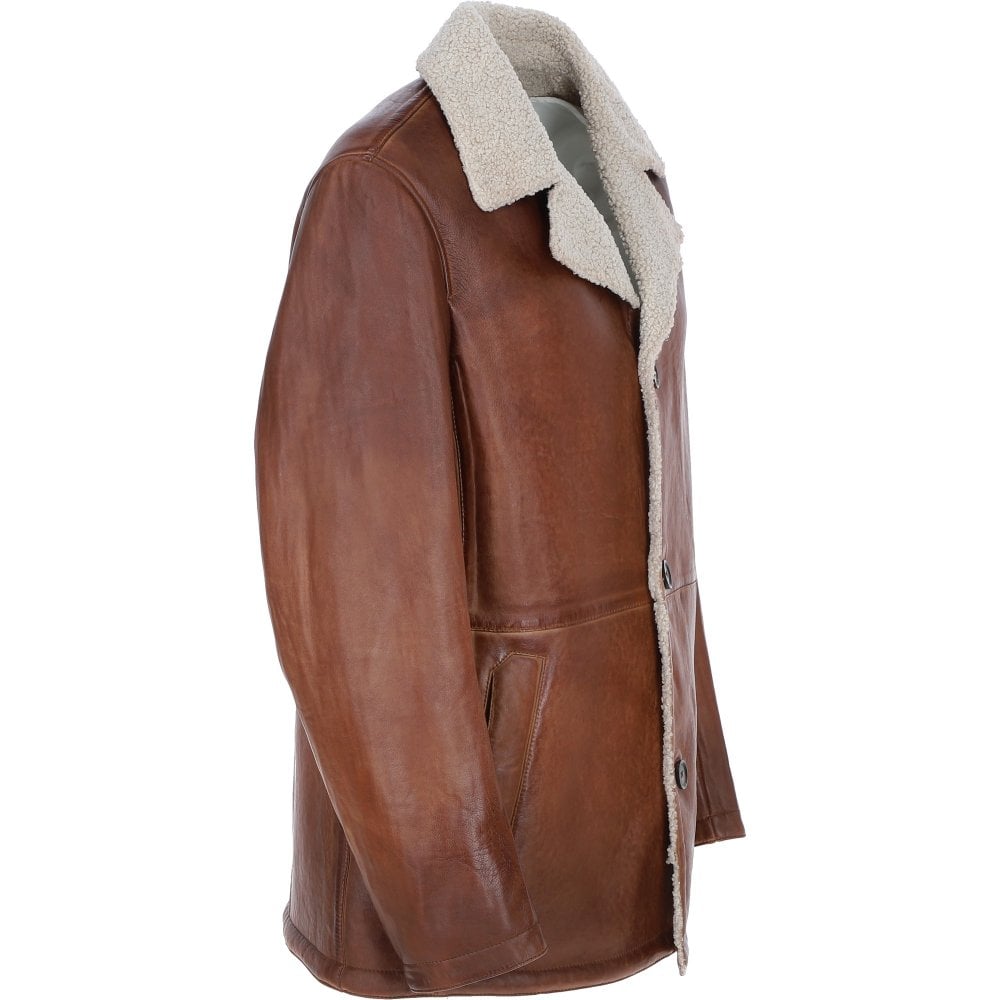 Men’s Fur Shearling Brown Leather Coat