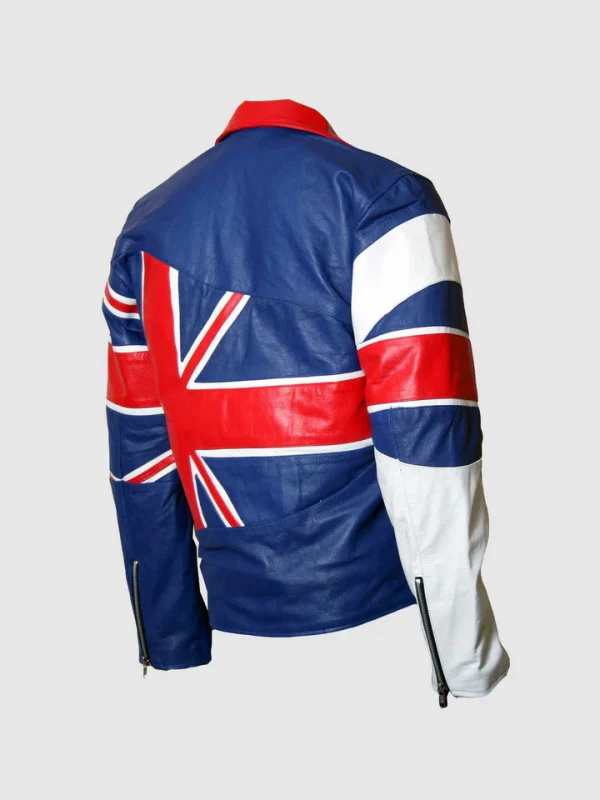 Men's UK Union Flag Leather Jacket - Image 2