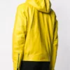 Mens Yellow Leather Hooded Jacket - Image 2
