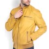 Mens Quilted Yellow Leather Jacket