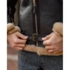 Men's Brown Leather Aviator Shearling Jacket
