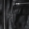 Mens Standing Collar Black Leather Jacket - Image 6