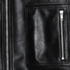 Mens Standing Collar Black Leather Jacket - Image 5