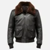 Men's Black Bomber Shearling Aviator Leather Jacket