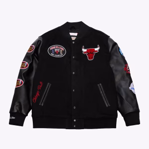 Chicago Bulls Black Out Collection Vintage Logo Full-Snap Varsity Jacket