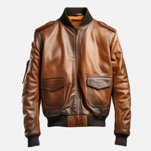 Mens Distressed Leather Bomber Jacket