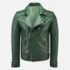 Men's Slim Fit Green Leather Jacket