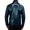 Men's Midnight Black Leather Biker Jacket - Image 3