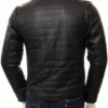 Black Leather Mens Quilted Jacket