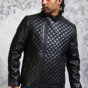mens quilted jacket real leather