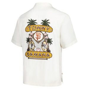 San Francisco 49ers Tommy Bahama White Coconut Matchup Camp Throwback Button-Up Shirt