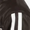 Mens Hooded White Striped Leather Jacket - Image 3