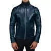 Men's Midnight Black Leather Biker Jacket - Image 2