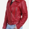 Women's Red Leather Jacket - Image 2