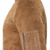 Men's Brown Suede Leather Bomber Jacket - Image 4