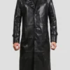 Men's Handmade Leather Long Trench Coat