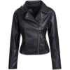Women's Quilted Style Black Leather Jacket