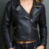 Women's Quilted Style Black Leather Jacket