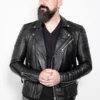 Mens Quilted Leather Moto Jacket