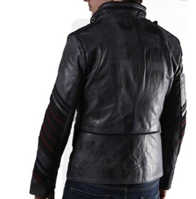 Men's Military Style Leather Jacket - Image 2
