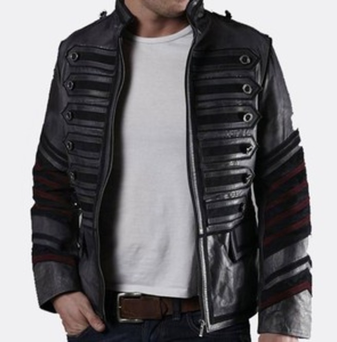 Men's Military Style Leather Jacket