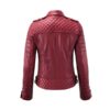 Women's Red Distressed Leather Motorcycle Jacket