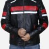 Biker Red Black Leather Jacket Men