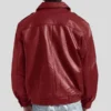 Mens Red Leather Bomber Jacket