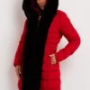 Women’s Red Coat with Fur Hood