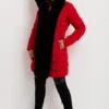 Women’s Red Coat with Fur Hood