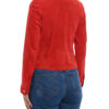 Women's Red Suede Leather Motor Jacket - Image 4