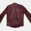 Mens Burgundy Color Biker Style Leather Jacket - Image 7