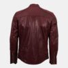 Mens Burgundy Color Biker Style Leather Jacket - Image 2
