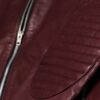 Mens Burgundy Color Biker Style Leather Jacket - Image 6