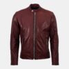 Mens Burgundy Color Biker Style Leather Jacket