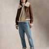 Women's Brown Textured Leather Shearling Jacket