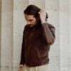 Brown Cafe Racer Leather Jacket for Mens