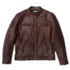 Brown Cafe Racer Leather Jacket for Mens