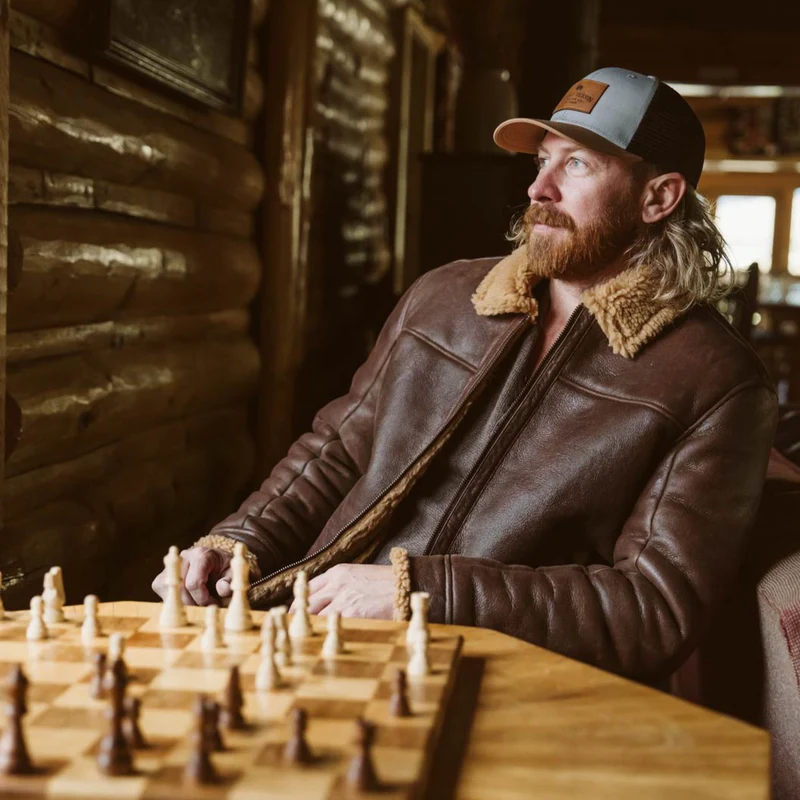 Mens Shearling Brown Bomber Leather Jacket