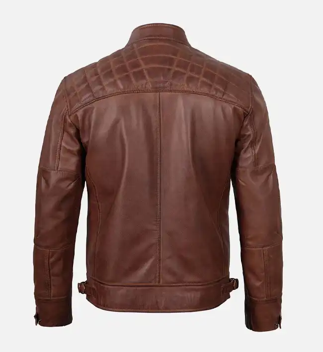 Men's Slim Fit Brown Leather Biker Jacket JACKETS JUNCTION