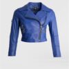 Womens Cropped Leather Jacket with Studs