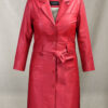 Rita Ora Long Red Leather Jacket Women
