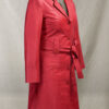 Rita Ora Long Red Leather Jacket Women - Image 2