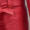 Rita Ora Long Red Leather Jacket Women - Image 6