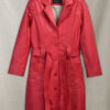 Rita Ora Long Red Leather Jacket Women - Image 5