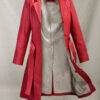 Rita Ora Long Red Leather Jacket Women